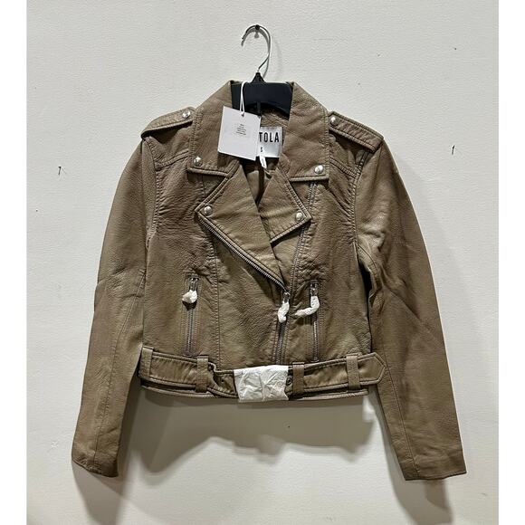 Pistola Women’s Tracy Faux Leather Moto Jacket – Elephant Grey - Picture 3 of 5